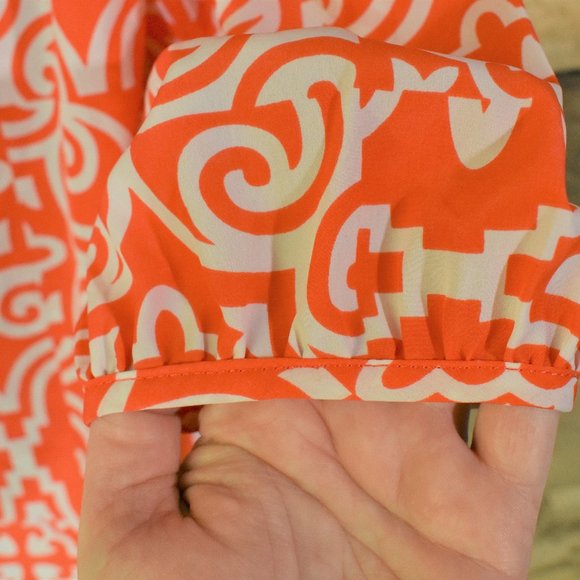 Buttons Geometric Print 3/4 Sleeve Dress Shirt - Picture 8 of 12